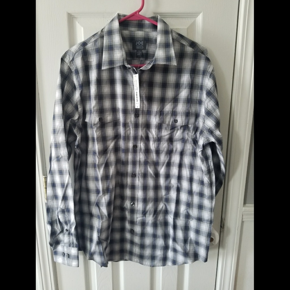 Men's large plaid long-sleeve button-up shirt